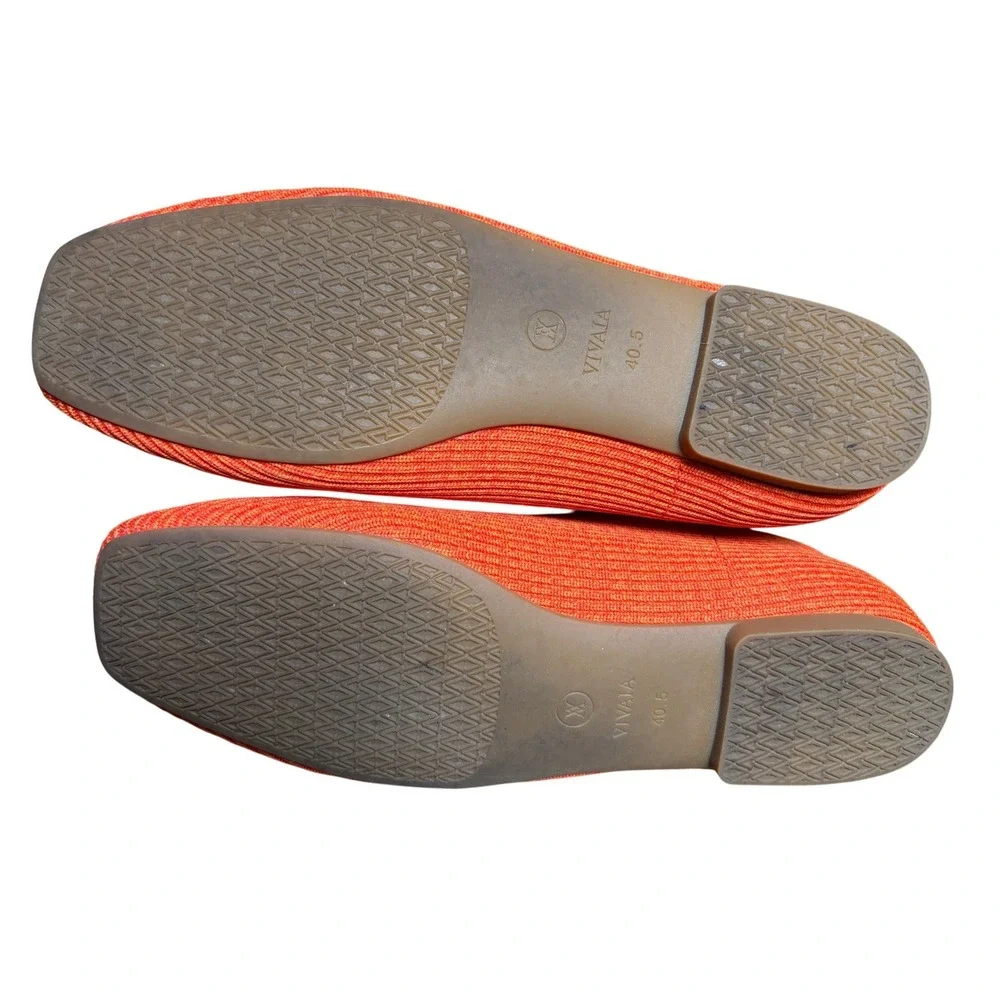 Vivaia Margot 40.5 / 9 - 9.5 Square-Toe Ballet Flat Comfort Orange Knit Slip On